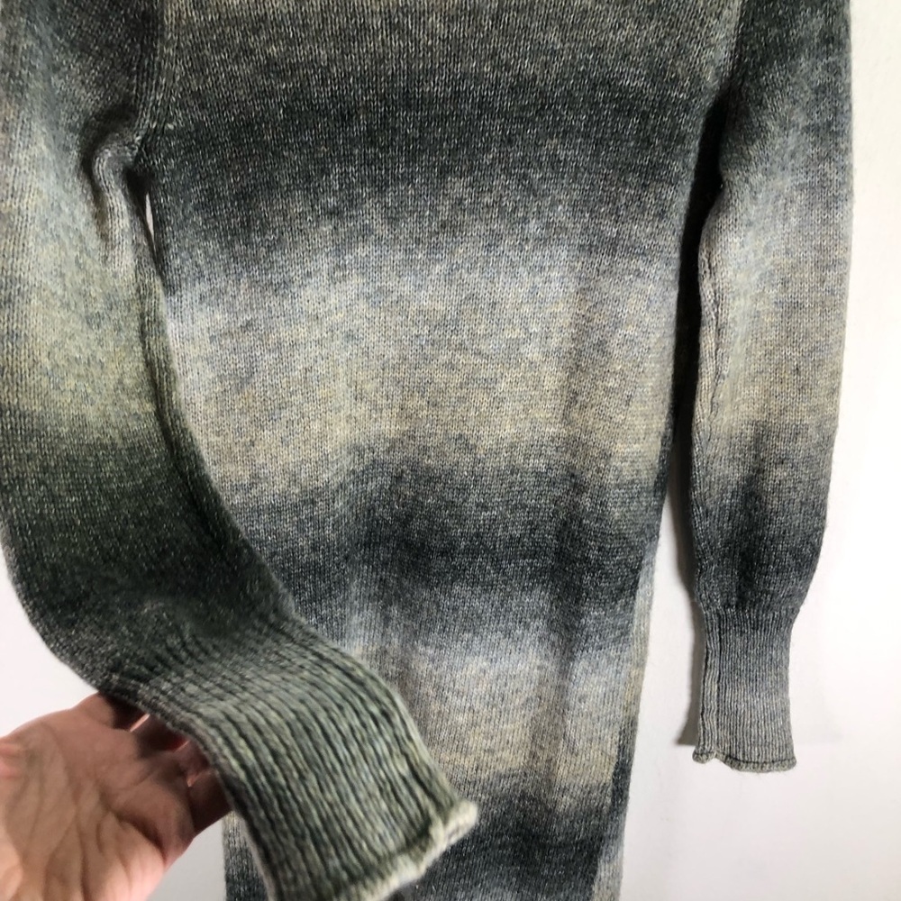 Cynthia Rowley Sweater Dress S Gray Ombre Wool Blend Midi Mock Neck Office Cozy - Picture 12 of 14